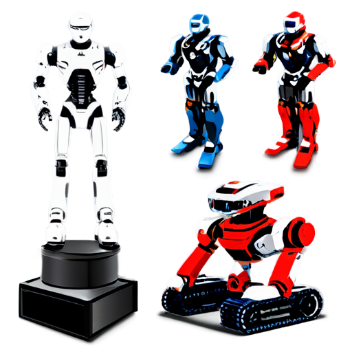 Generate an icon for a robotics championship. Add only black white and red colours - icon | sticker