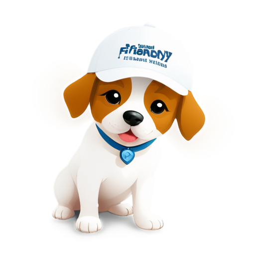 dog with a cap with the inscription "friendly ads" - icon | sticker