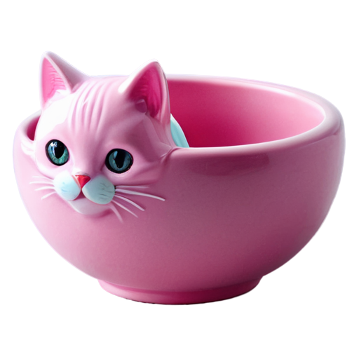 pink kitty milkbowl - icon | sticker