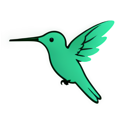 cute emerald collored colibri with big wings - icon | sticker