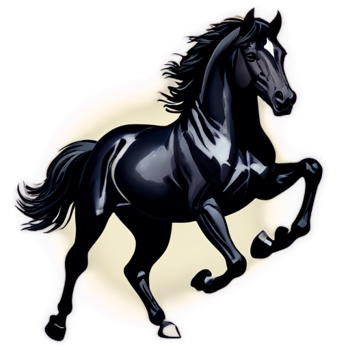 Line drawing of a black horse galloping - icon | sticker