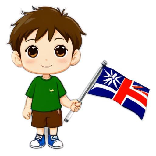 The boy with flag - icon | sticker