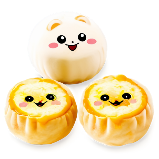 3 pieces dimsum with face and effect fire - icon | sticker