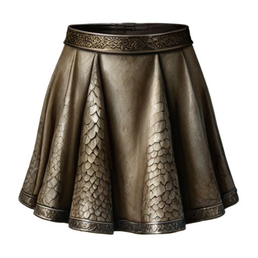 Medieval fantasy short skirt made of beige lizard scales, matte - icon | sticker