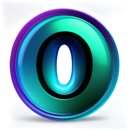 3D letter M in green-purple gradient with a ring around like it's a Saturn - icon | sticker