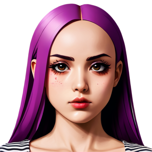 anime bald face girl with passion eyes and messed makeup - icon | sticker