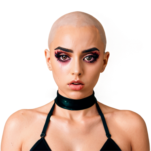 ahegao bald face girl with passion eyes and messed makeup - icon | sticker