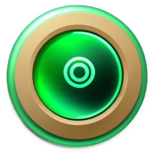 Design an icon for the cryptocurrency project BEO, focusing on ecology and innovation. The icon symbolizes a click — a circular button with a glowing effect, created in natural shades of green and sand. The center features a simple symbol of a finger or a mouse, evoking a sense of ease and interactivity." - icon | sticker