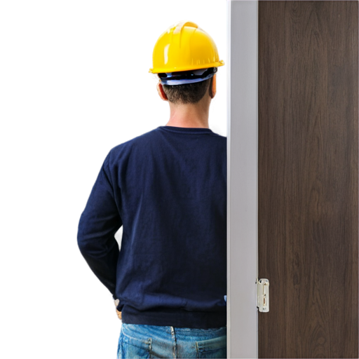 worker coming in through door facing me hard hat - icon | sticker