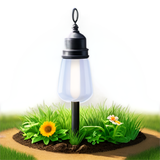 realistic Icon Lighting a country garden with the sun - icon | sticker