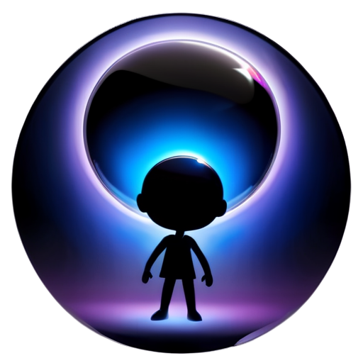 diamond-shaped 3D shape with long arms against the background of a gaping black hole surrounded by rays of light - icon | sticker