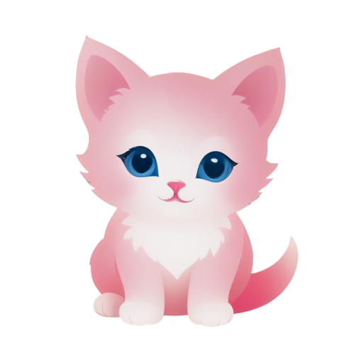 A colorful (pink) gradient cute kitten - icon | sticker