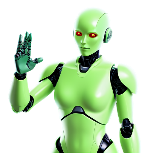 Let's create a character with a green color scheme & global & AI(Robot) & secretary-like feel & friendly appearance. It would be good if it's in 3D. - icon | sticker