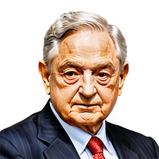 Design an icon with a portrait of George Soros alongside financial symbols (like a bull and bear), representing his contributions and critiques of mainstream economics.* - icon | sticker