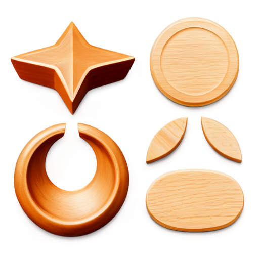 Solid Wooden Shapes - icon | sticker