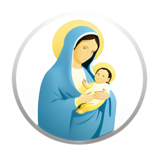 simple and elegant for the app “Stella Maris” that includes the image of the Virgin Mary holding the baby Jesus, elements that people can quickly identify that the app is a radio/podcast. - icon | sticker