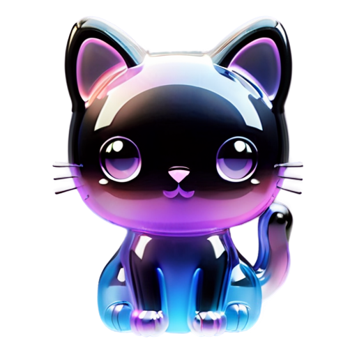 cute cat, black cat - icon | sticker