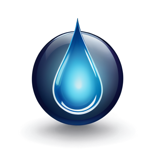 A simple icon of a blue drop of water, with a small circle in the center representing the boil. - icon | sticker