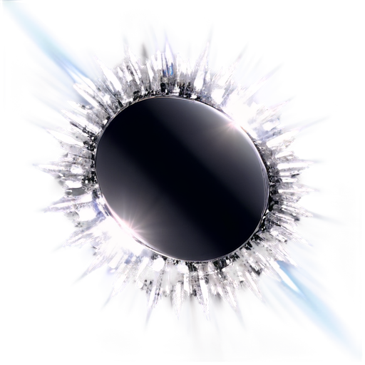 diamond-shaped 3D shape with long arms against the background of a gaping black hole surrounded by rays of light - icon | sticker