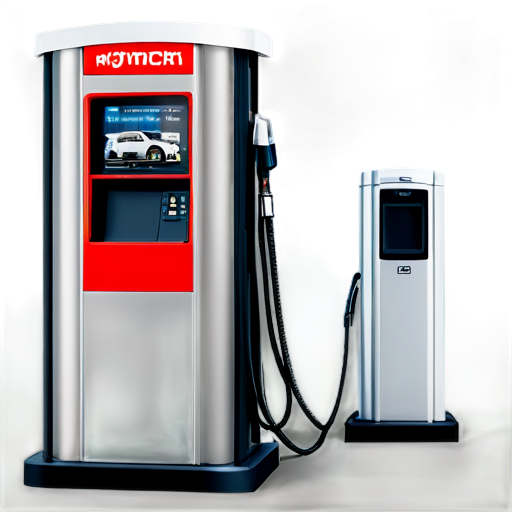 fuel station with self-service terminal with label IBTS and Maybach nearby - icon | sticker