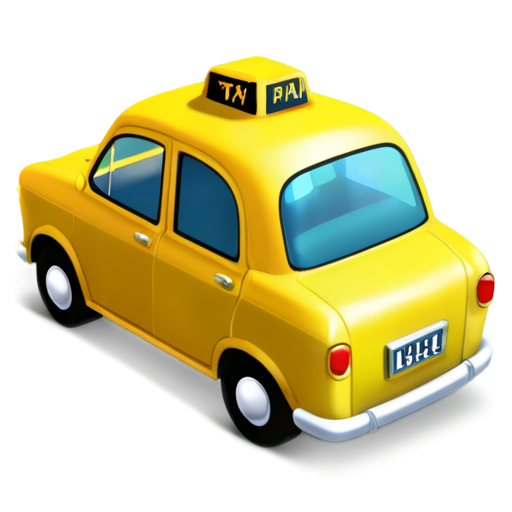 one taxi car yellow 3d-view retro cartoon style highly detailed - icon | sticker