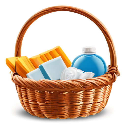 basket with products in blue and light blue colors - icon | sticker