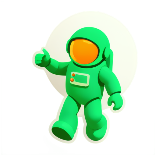 Lunar link, space themed crypto trading bot, astronaut, green accent - icon | sticker