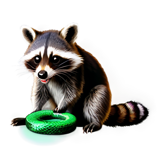 Raccoon with snake eyes, games, play on computer, rgb - icon | sticker