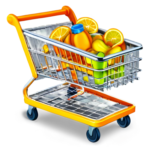 cart with items in orange-yellow colors - icon | sticker