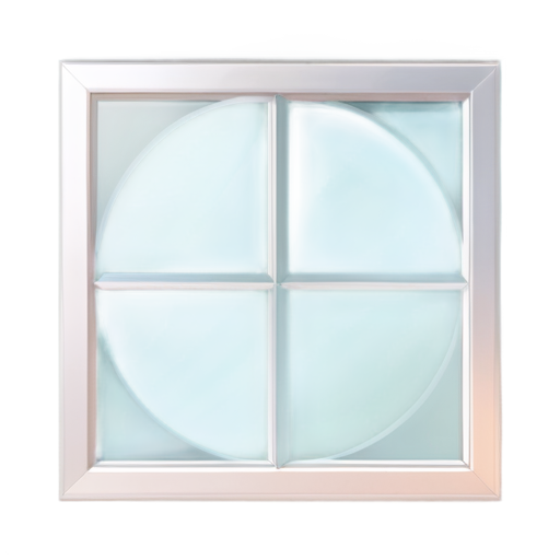 2D, front-facing, glass pane in the center, symmetrical cuts on the glass, separated pieces with slight gaps between cut edges, soft colors, Windows Fluent emoji palette, smooth shadows, light 3D effect with subtle shadows, minimalist, clean, modern, flat design - icon | sticker