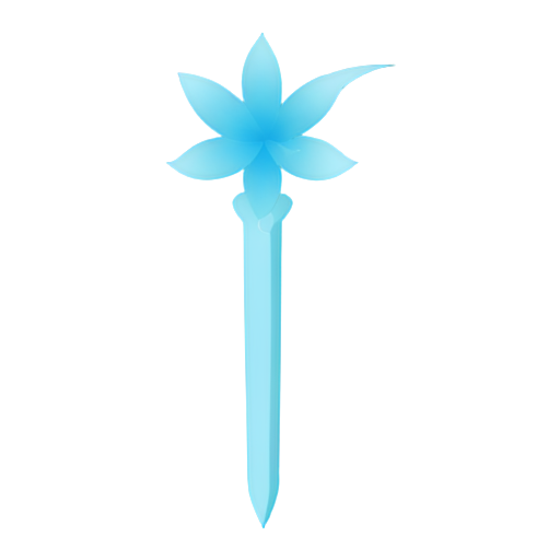 Cyan shiny flower with cyan sword - icon | sticker