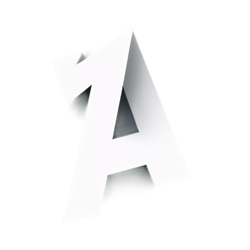 Create a stylized, modern letter "A" using geometric shapes. The design should be minimalist, with a segmented or separated structure that still maintains the recognizable form of the letter. Utilize clean lines and blocky, solid shapes to create a bold, abstract interpretation of the letter, focusing on a black-and-white color scheme for a striking visual contrast. - icon | sticker