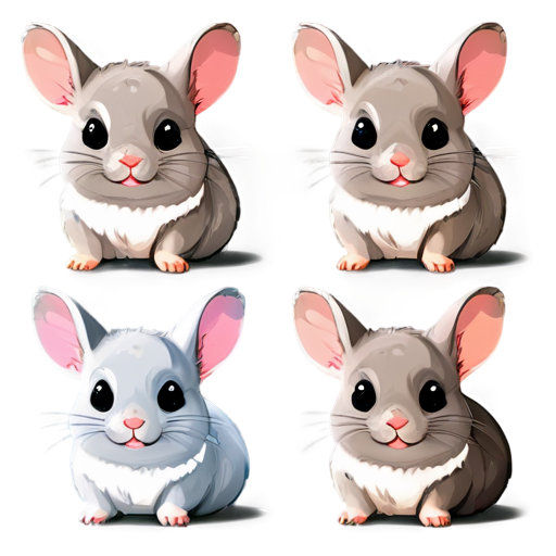 cute drawn chinchillas with different emotions - icon | sticker