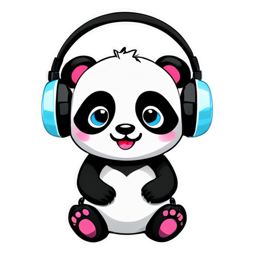 A panda head with headphones - icon | sticker