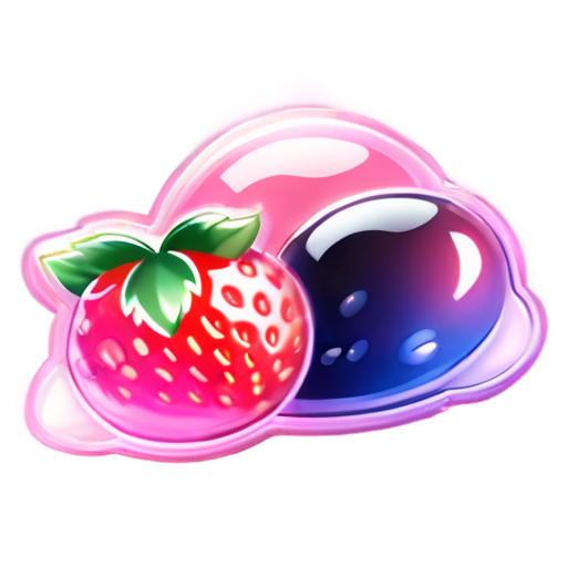 three berries lie: blueberries, blackberries and strawberries in pink - icon | sticker