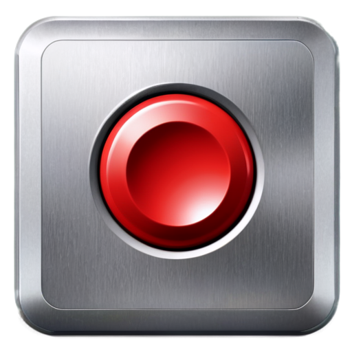 red button, computer games, square, vertical, minimalism, metal - icon | sticker