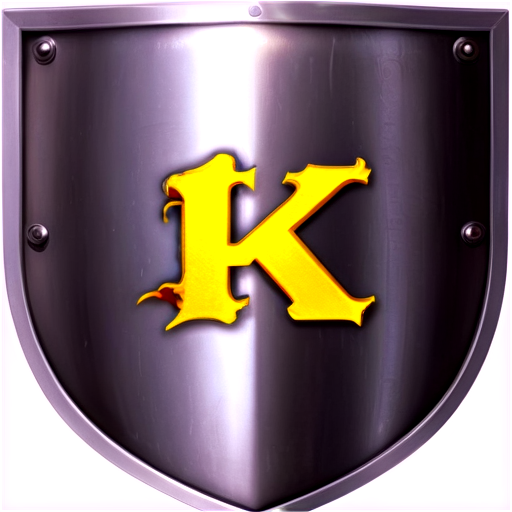 A knights metal shield with the letters PK on it. - icon | sticker