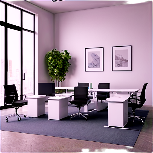 office inside, chairs , tables stylish modern design , light colors, no background - icon | sticker