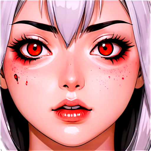 Anime ahegao face girl with red eyes and messed makeup - icon | sticker