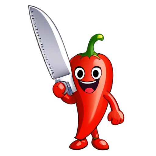 Chili emoji holding a knife - icon | sticker