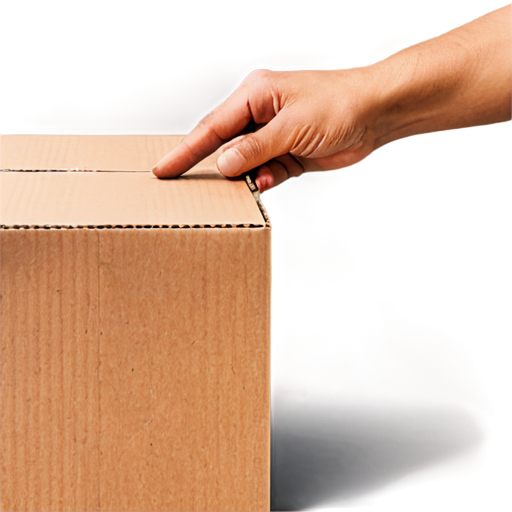 hand pointing into a cardboard box - icon | sticker