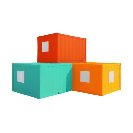 create an icon that shows a house made of shipping containers, a cute icon that shows a house made of shipping containers, a simple selling logo, stylized octane render, 8k, masterpiece, sooo cute, beautiful cute perfection, minimalistic design, soft colors, centered, high resolution, create an icon that shows a house made of shipping containers, soft gradient background - icon | sticker