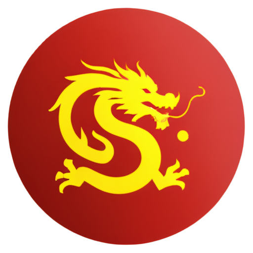 red round logo with red background and china yellow dragon inside - icon | sticker