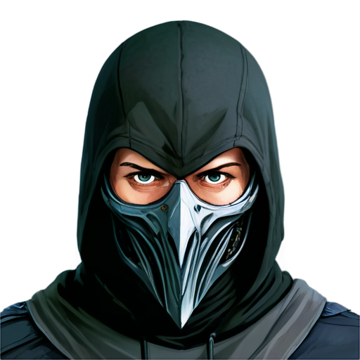 The front view of an assassin wearing a raven-beak-shaped mask - icon | sticker