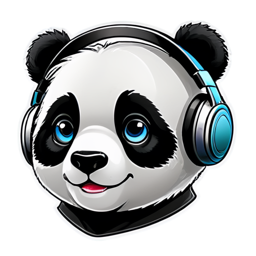 A panda head with headphones - icon | sticker