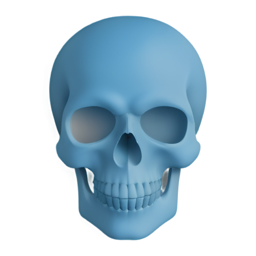 Blue 2D Skull art - icon | sticker