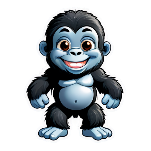 Sticker, Beautiful, kind gorilla, smiling - icon | sticker