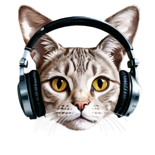 A cat head with headphones - icon | sticker