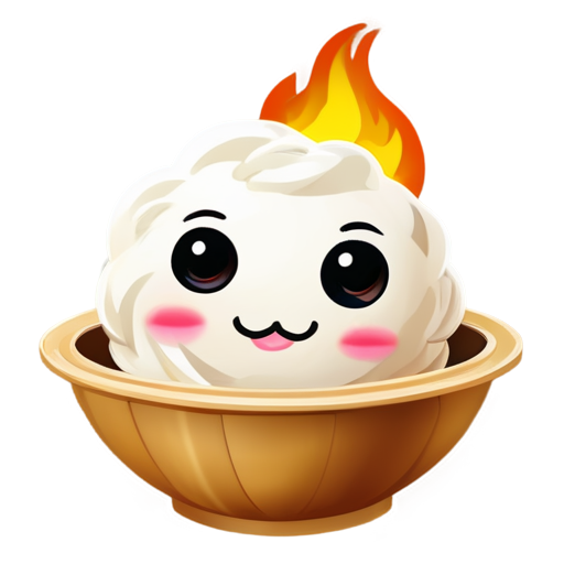 dim sum with face emoticon and effect fire like burning - icon | sticker