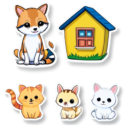 The way animals are gathered inside the house - icon | sticker